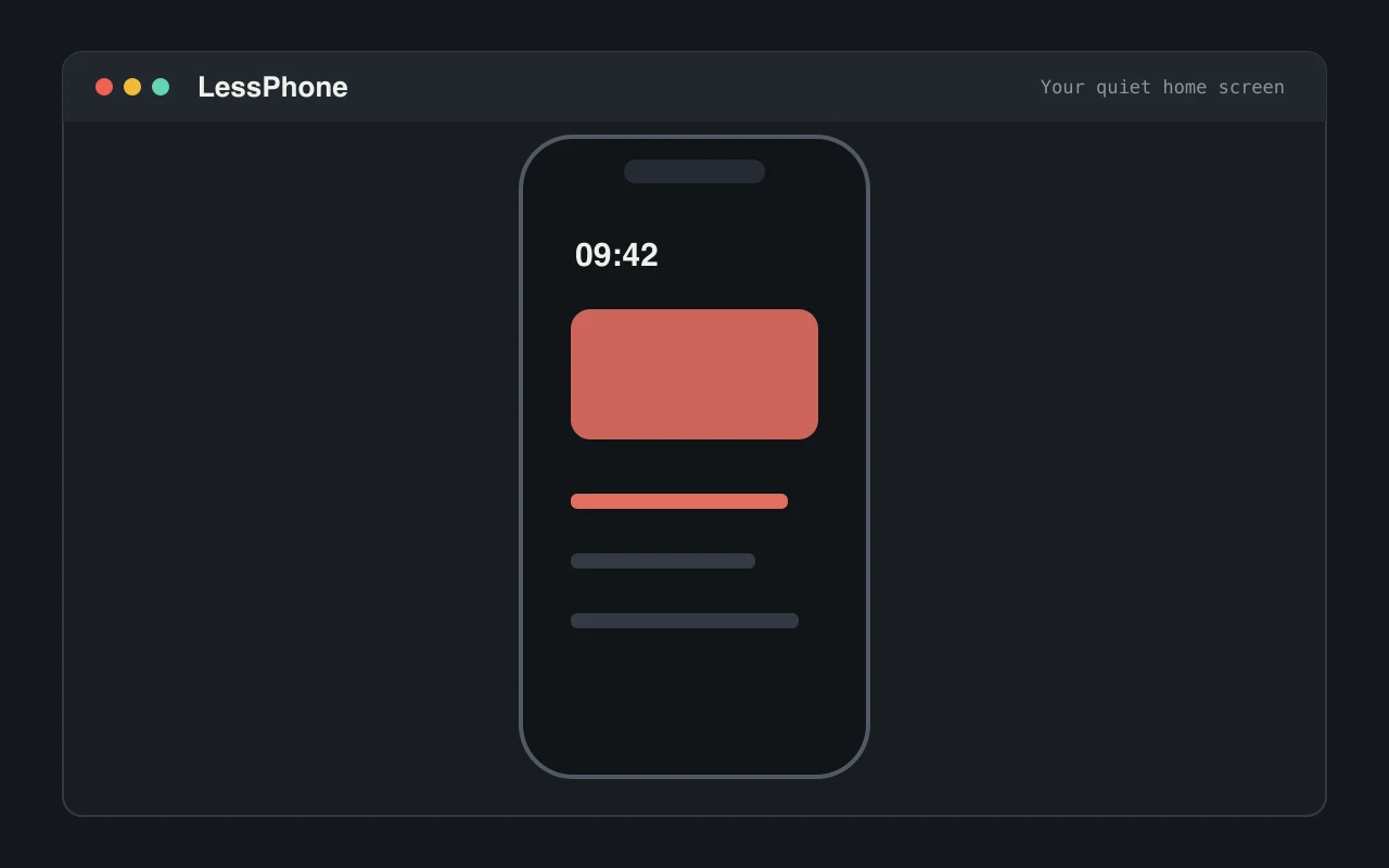 LessPhone · Android 极简启动器 界面预览