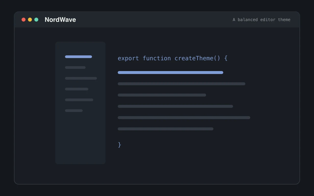 NordWave · 中等亮度 VS Code 主题 界面预览